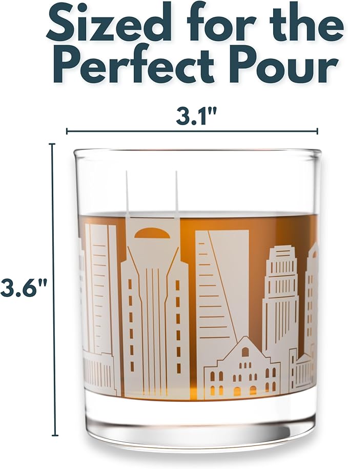 Greenline Goods – Nashville, TN Skyline Whiskey Glasses (Set of 2), 10 oz – Rocks/Old Fashioned Tumblers