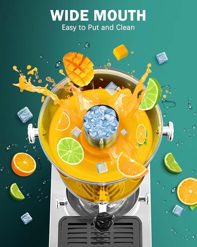 2 Gallon Drink Dispensers for Parties, [Easy-to-Clean Drip Tray Design] [Cold & Hot Dual-Use] Beverage Dispenser with Stand & Ice Core, Stainless Steel Juice Dispenser for Home Lemonade, Catering