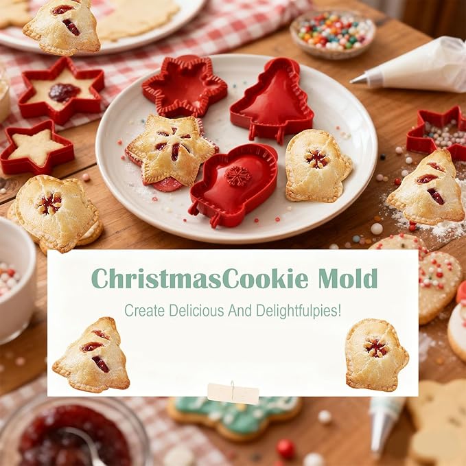 Mini pie Molds for Baking, Mini Apple pie Maker, Fall Hand pie Molds –Pie Molds for Kinds of Themed Parties, Christmas, and Thanksgiving (3PC Brown). (Red)