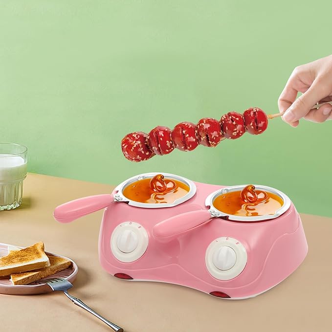 Electric Chocolate Melting Pot Gift Set, Dual Countertop Candy Maker Kit Mini Fondue Pot Kit With DIY Mold Accessories for Candy Chocolate Milk Cheese Butter Candy - Includes 9 Molds, 30+ Tools