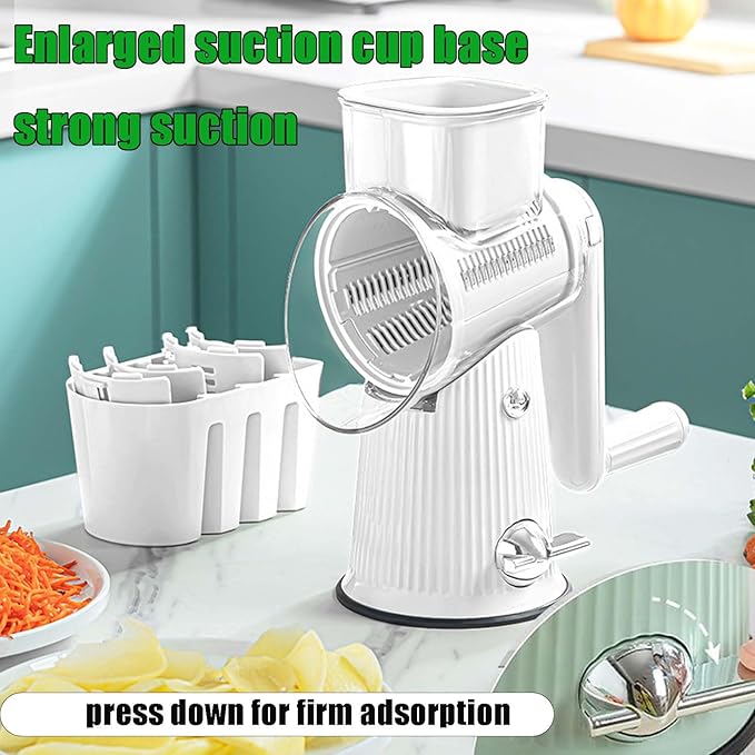 Ultimate Kitchens Ally 5 in 1 Food Chopper, Roarrave Grater with 10 pcs Interchangeable Blades, Multifunction 5 in 1 Hand Crank Food Chopper for Kitchen (Green)