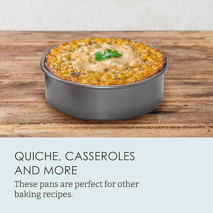 Chicago Metallic Professional 3-Piece Round Cake Pan Set of 6, 8, 10 inch Premium Nonstick Bakeware, Heavy-Weight Carbon Steel for Even Baking, Perfect for Layer Cakes