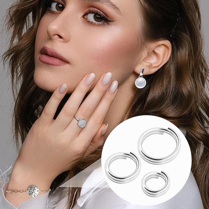 16pcs Jump Rings for Jewelry Making, 925 Sterling Silver Split Jump Ring, 3/4/5/6mm Small Key Rings Open Connector Closures for Necklace Bracelets Jewelry Marking