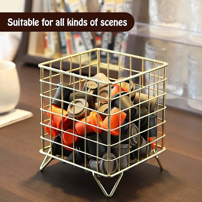 Storage Organizer Coffee Pods Holders for counter with Large Capacity Coffee Capsule Holder (Gold)