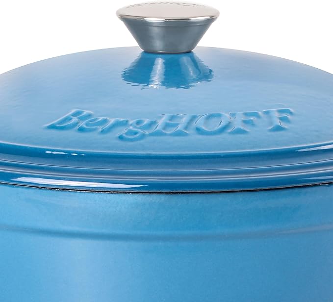 BergHOFF 10Pc Neo Enameled Cast Iron Cookware Set, Matching Lid, Oven Safe Up To 400°F, Blue