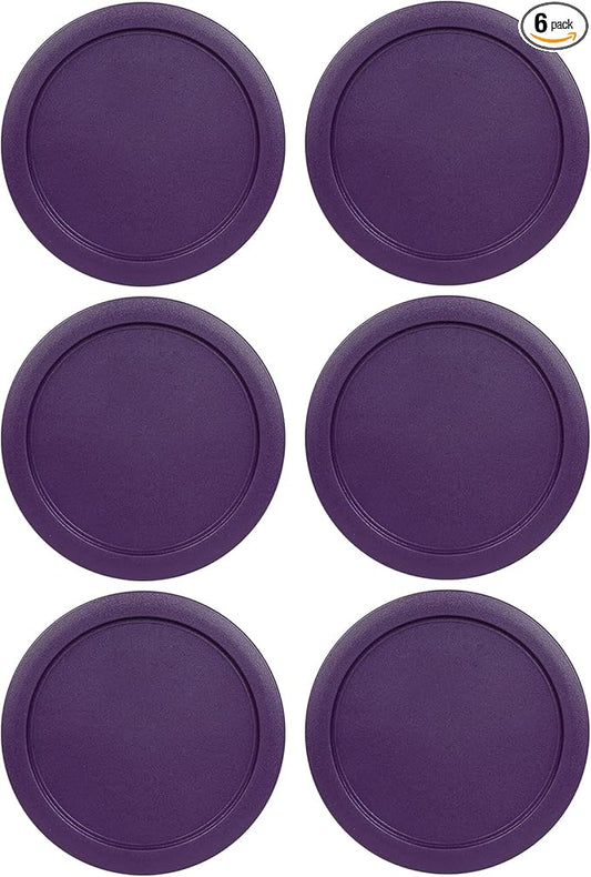 Replacement Lids for Pyrex 2-Cup Glass Food Storage Container Bowls, 5-Inch Plastic Round Lids Covers fits Pyrex 7200-PC, Airtight & Leakproof (6-Pack, Purple)