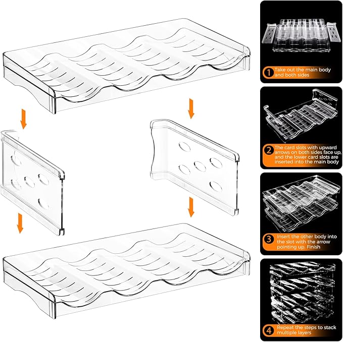 BoxedHome Plastic Water Bottle Organizer and Wine Rack Storage Holder for Inside Cabinet, Kitchen Countertop, Table Top, Pantry, Bars, Cabinets, Fridge - Clear (4 Tier 16 Containers)