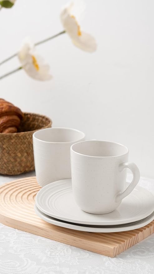 famiware Coffee Mugs, 14 oz Coffee Mugs Set of 4, Coffee Cups Ceramic with Handle for Latte, Mocha, Cocoa, Tea, Twilight Series, White