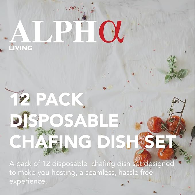 12 Pack - Disposable Chafing Dish Buffet Set, Welded Body Food Warmers for Parties, 2hr Fuel Cans Complete Set, Half Size Pans, Warming Trays