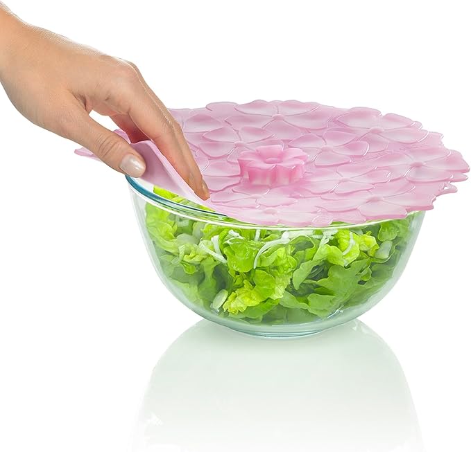 Charles Viancin Silicone Lids - Geranium Silicone Bowl Covers/Airtight Pan Lid (9 Inch Light Pink)