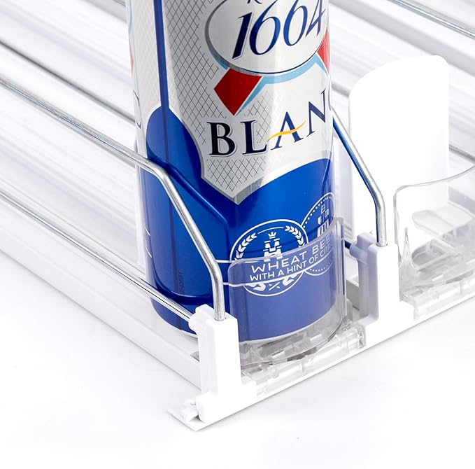 RULA Drink Organizer for Fridge, Width Adjustable Beverage Pusher Glide, Soda Can Dispenser for Refrigerator - Holds up to 30 Cans (15" D, 6 Rows)