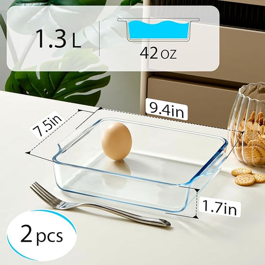 NUTRIUPS 7.5x7.5in Glass Baking Dish for Oven 2-pack, 42oz Square Cake Pans Glass Casserole Dishes for Oven