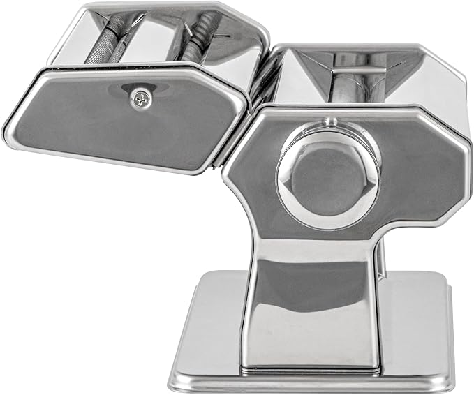 Met Lux Pasta Maker Machine, 1 Pasta Maker With 2 Cutter Attachments - 9 Adjustable Thickness Settings, 5 Piece Set, Stainless Steel Manual Machine, For Fettuccine, Spaghetti