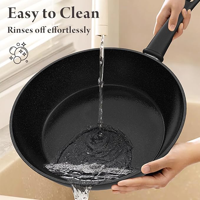 18 Pcs Pots and Pans Set Non Stick with 12-Quart Stock Pot, Nonstick Kitchen Cookware Sets with Utensils, Large Capacity Ceramic Cookware Set, PTFE/PFAS/PFOA Free, Black