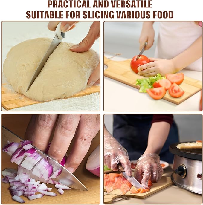 Patelai 12 Packs Wooden Cutting Board Set with Handles Large Kitchen Serving Plain Chopping Board Bulk Gifts for Mom for Vegetables Meat Pizza Cheese Fruit Bread(Bamboo,17 x 6 Inch)