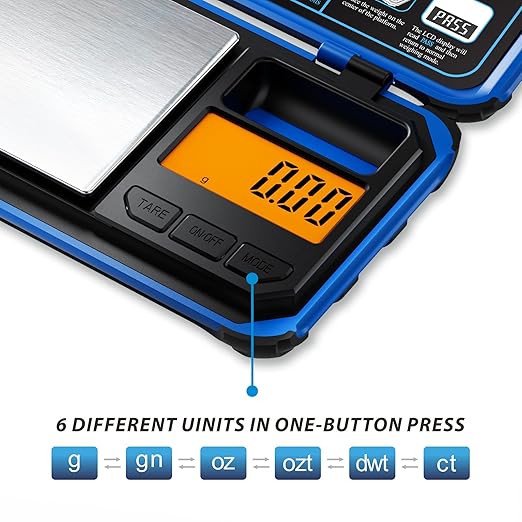 Precision Pocket Scale, 200gx0.01g Jewelry gram Scale, Digital Food Scale with LCD Display, one-Click Conversion 6 Units, Mini Scale for Kitchen/Powder/Coffee/Coins(Battery Included)