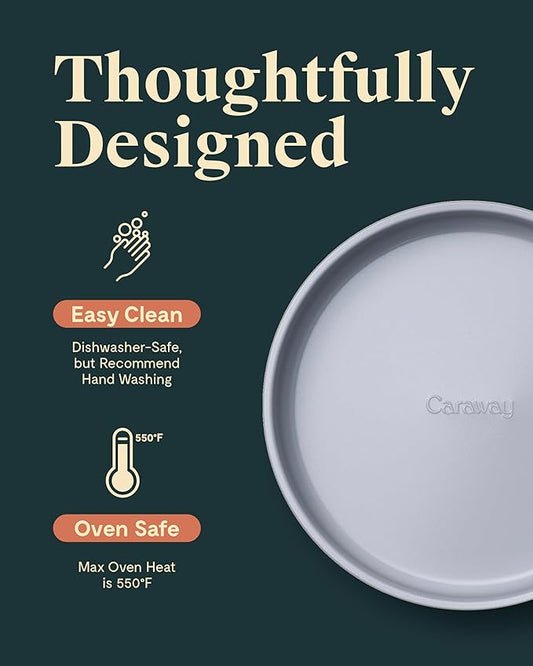 Caraway Non-Stick Ceramic 9” Circle Pans - Naturally Slick Ceramic Coating - Non-Toxic, PTFE & PFOA Free - Perfect for Birthday Cakes, Tartes, & More - Marigold
