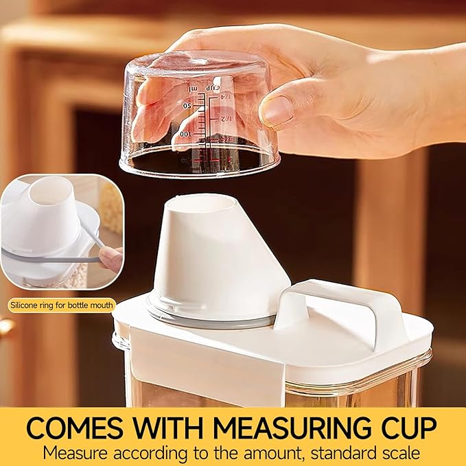 Cereal Container and Rice Storage Dispenser-Airtight Food Storage Organizers BPA-free Plastic Kitchen Pantry Storage Containers food-grade PET material Suitable for rice, grains