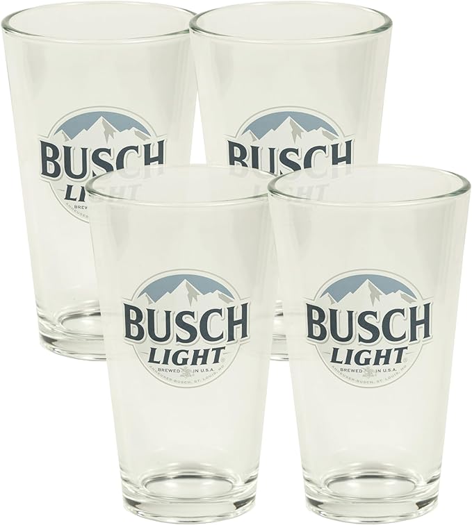 LORD'S ROCKS Busch Light Beer Glasses 16oz Pint Glass - Set of 4 Authentically Licensed Compatible