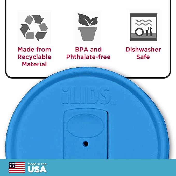 Mason Jar Drink Lid, Regular Mouth, Sky Blue, Pack of 2