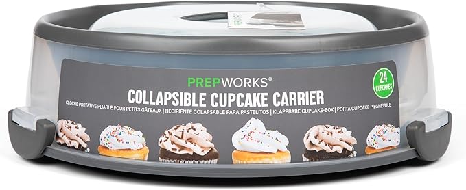 PrepWorks Collapsible Cupcake Carrier - 12-Cup Capacity, Foldable Design for Easy Storage and Transport of Cupcakes and Muffins