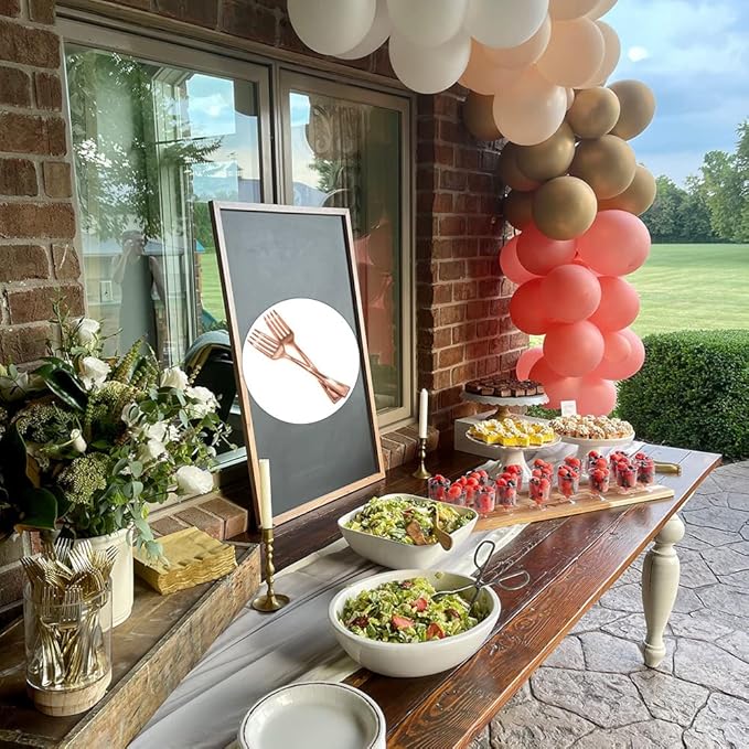 24PCS 9.8cm Disposable Rose Gold Mini Fork Mini Plastic Tasting Forks Disposable Mini Fork Fruit Dessert Pudding Fork for Appetizer Desserts Cocktail Cake Fruit Wedding Party