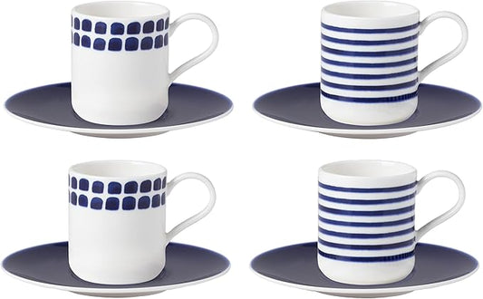 kate spade new york Charlotte Street 8-Piece Espresso Cup & Saucer Set, Blue