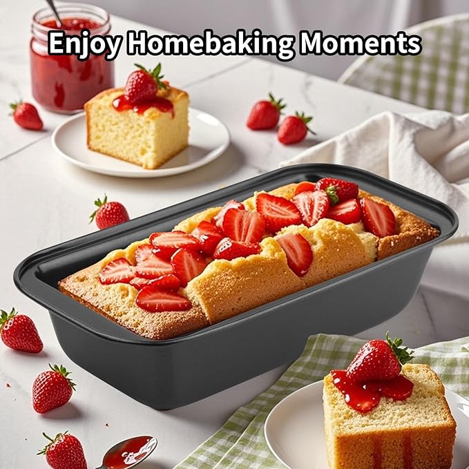 2PCS Nonstick Bread Pan - 8” x 4” Carbon Steel Loaf Baking Pans, Dishes，Rectangle Baking Supplies for Homemade Bread, Meatloaf, Cakes, Sourdough, Brownies, and Lasagnas