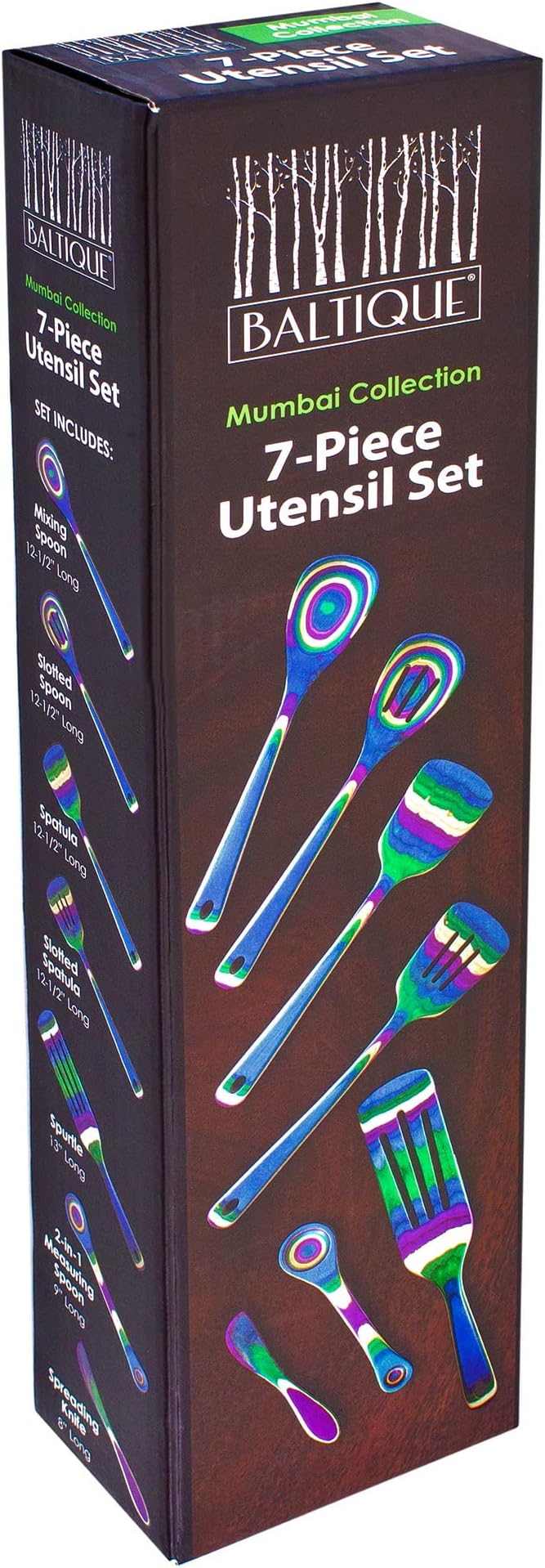 Baltique Mumbai Collection 7 Piece Cooking Utensil Set, Safe for Nonstick