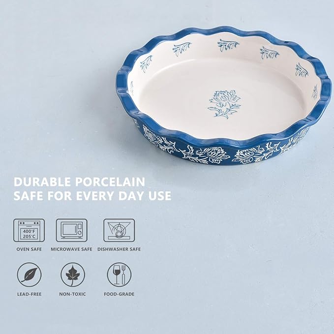 Wisenvoy Pie Pan Ceramic Pie Dish Pie Plate Deep Dish Pie Pan Non-Stick Pie Pans for Baking Pie Pans Pie Dishes