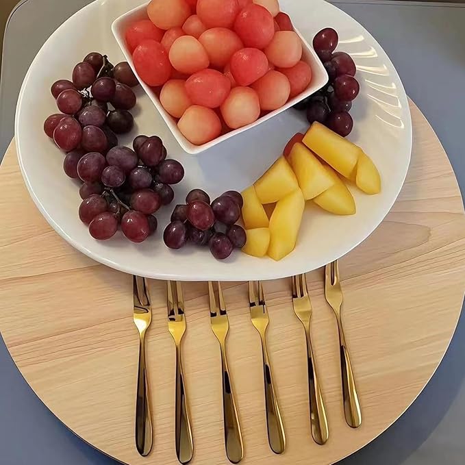 5.51-inch SUS304 Stainless Steel Mini Fruit Forks For Dessert Seafood Butter pats Pickles Olives Cheese Tasting Cocktail Appetizer, Dishwasher Safe (Set of 6)
