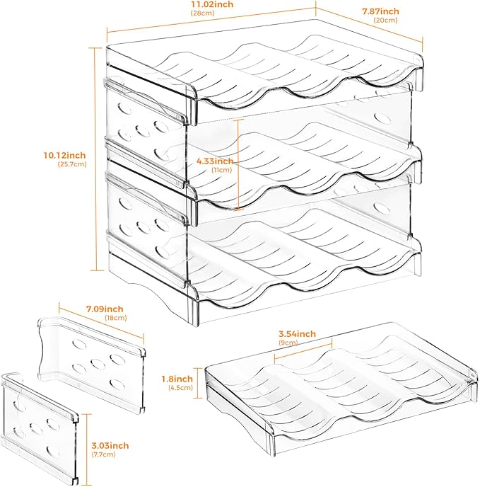 BoxedHome Plastic Water Bottle Organizer and Wine Rack Storage Holder for Inside Cabinet, Kitchen Countertop, Table Top, Pantry, Bars, Cabinets, Fridge - Clear (3 Tier 9 Containers)