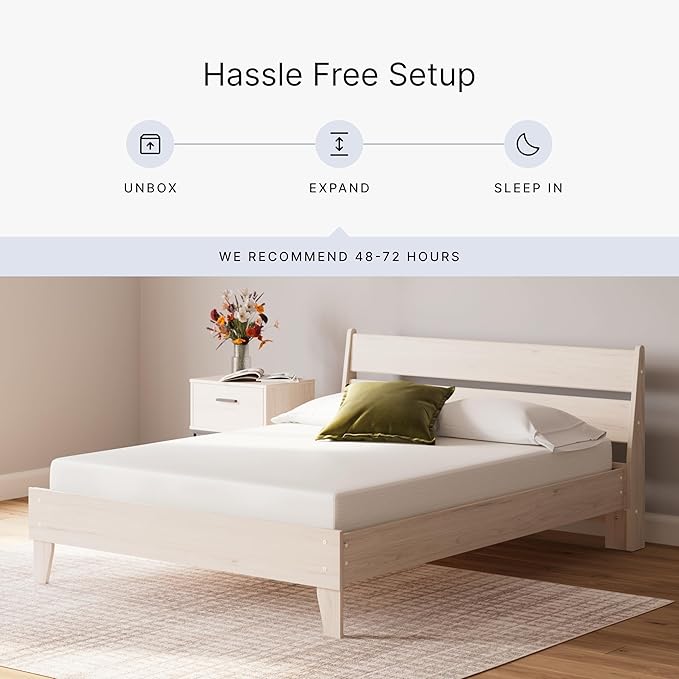 Signature Design by Ashley Full Size 8 Inch Medium Firm Charcoal Gel & Green Tea Infused Memory Foam Mattress for Pressure Relief, Fiberglass Free, Mattress In A Box