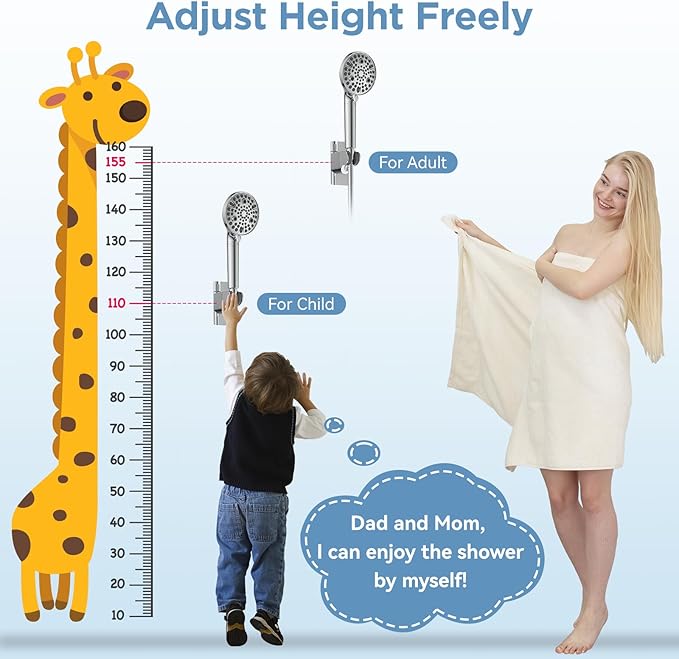 MakeFit Dual Filtered Shower Heads Combo, High Pressure Rain Shower Head with Handheld Spray Built-in Power Wash, Dual Handheld Shower Head for Hard Water, Remove Chlorine for Healthier Skin- Chrome