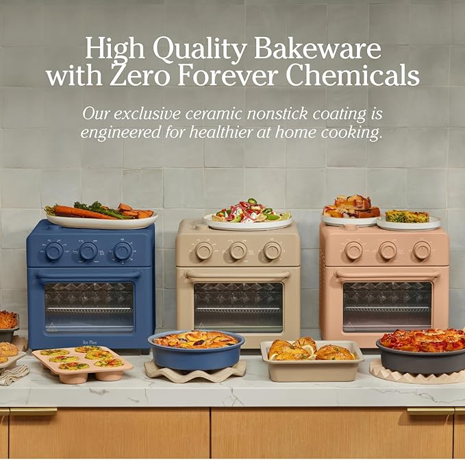 Our Place Wonder Oven Baker’s Kit – 3-Piece Toxin-Free Ceramic Nonstick Bakeware Set (8” Round, 8” Square, 6-Cup Muffin Pan) - Oven-Safe up to 450°F - Steam