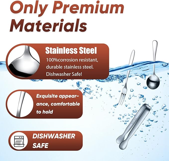 Cunhill 24 Pcs Charcuterie Accessories Mini Cocktail Tongs Small Serving Spoons and Appetizer Forks Stainless Steel Tongs Charcuterie Utensils for Valentine Party Supplies(Circular Spoon,Silver)