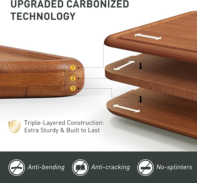 Extra Large Bamboo Cutting Board Set Over Sink Nice Solid Thick Wood Juice Groove Chopping Board Big Best Hardwood Counter Organic Vegetable Kitchen Gadgets Apartment Essentials(17.5" x 12" x 0.8")