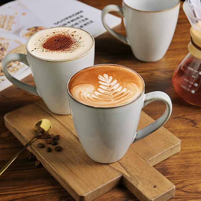 MONITO 17 OZ Coffee Mugs Set of 6, Large Ceramic Coffee Mugs，Modern Coffee Mugs Set with handle for Tea/Latte/Cappuccino/Milk/Cocoa, Funny Tea Cups for Office and Home, Engagement Gifts…