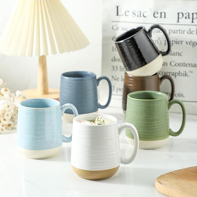 Hasense Coffee Mugs Ceramic, 15 oz Large Coffee Cups with Handle for Home and Office, Latte Mugs Set for Coffee, Tea, Hot Cocoa, Mocha, Black Coffee Cup Gift for Dad Mom, Dishwasher Microwave Safe