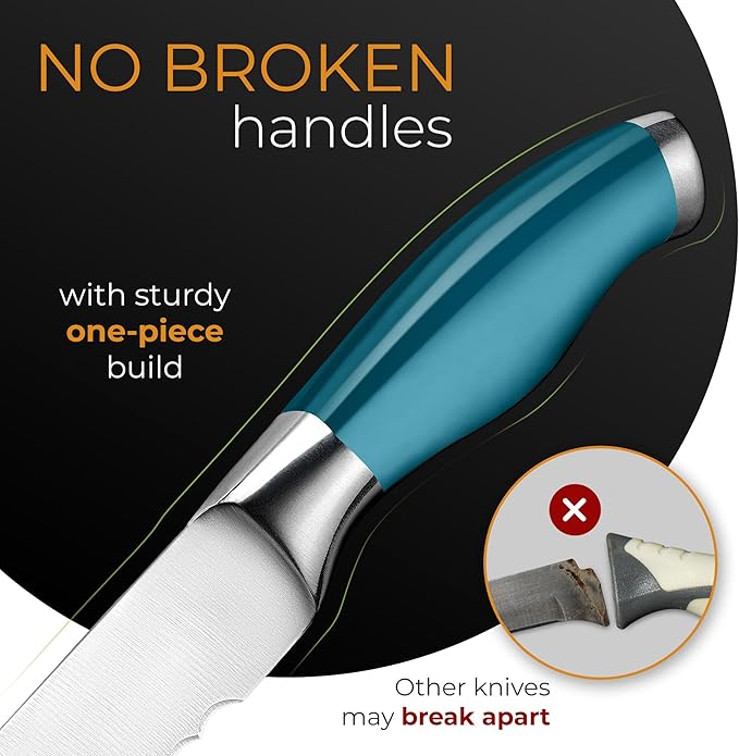 Orblue Serrated Bread Knife Ultra-Sharp Stainless Steel Professional Grade Bread Cutter - Cuts Thick Loaves Effortlessly - (8-Inch Blade with 5-Inch Handle), Blue