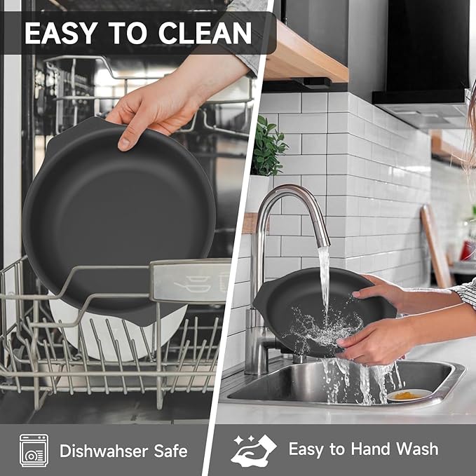 Silicone Pan Protectors & Separators for Stacking (10 & 12 Inch) - Non-Toxic, Heat-Resistant Pads | Dishwasher Safe, Durable Cookware Protector (Black, Mixed)