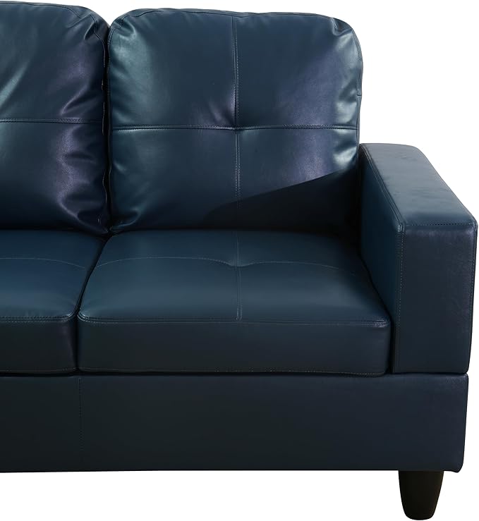 NicBex L Shaped Couch Sectional Couches for Living Room 2 Pieces Modern Sectional Sofa with Right Chaise Sectional Couch with Solid Frame for Living Room, Semi PU Leather, Peacock Blue