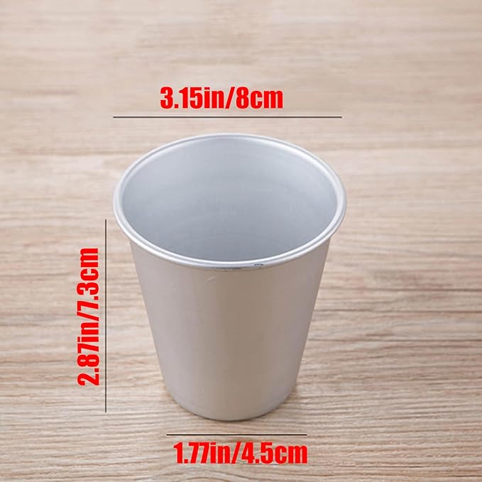 Mantouxixi 6 Packs Pudding Tin Cup, Aluminium Popover Pan Baking Maker, Individual Muffin Chocolate Molten Brownie Tumbler Raspberry Souffle Cupcake Molds - 3.2"x 2.9"