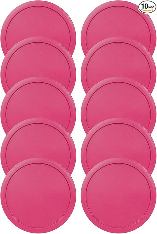 Replacement Lids for Pyrex 4-Cup Glass Food Storage Container Bowls, 6-Inch Plastic Round Lids Covers fits Pyrex 7201-PC, Airtight & Leakproof (10-Pack, Fuchsia)