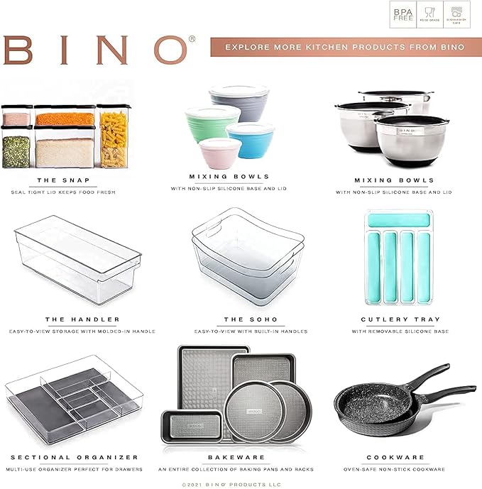 BINO | Stackable Plastic Storage Bins, Large | THE MYRIAD COLLECTION | Multipurpose Bins | Pantry Organizers And Storage | Home Organization Containers | Clear Plastic Fridge Bin | Freezer Organizer