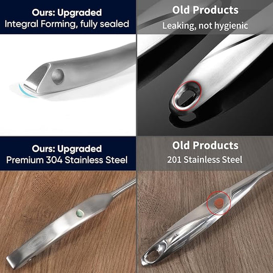 Newness Slotted Spoon, [Rustproof, Integral Forming, Durable] 304 Stainless Steel Widen Skimmer with Vacuum Ergonomic Handle, Comfortable Grip Design Strainer Ladle for Kitchen, 16.93 Inches
