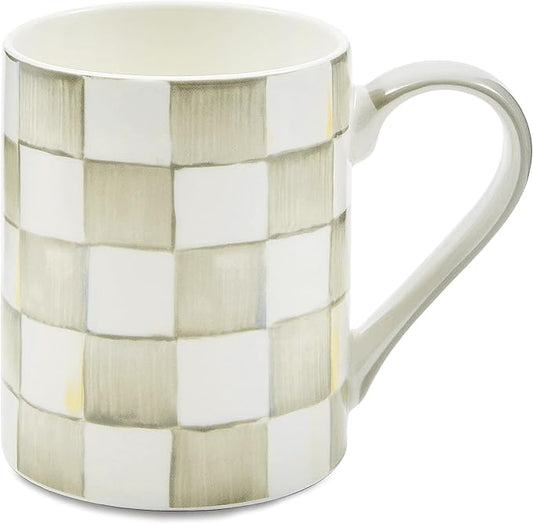 MACKENZIE-CHILDS Porcelain Mug, Tea and Coffee Mug, Gray-and-White Sterling Check