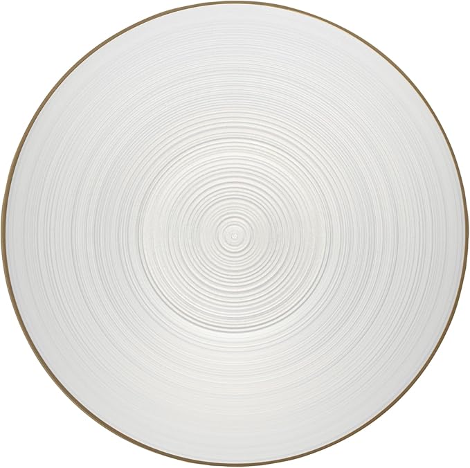 Restaurantware Plastic Bowls 20 Pcs 16 oz Gold Rimmed Disposable Soup Bowls Heavy-Duty White Translucent Rippled Dinnerware Containers for Party, Desserts, Salads, Snacks, and Catering