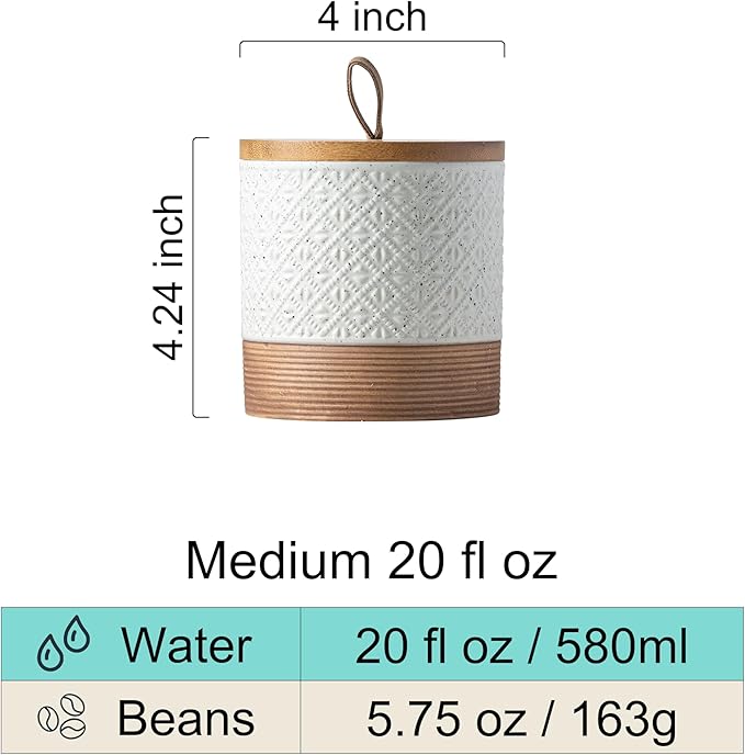 Ceramic Jar with Lid, Coffee Canisters with Airtight Lids Kitchen Food Storage Container for Spice Loose Leaf Tea, Small Decorative Jars for Countertop Coffee Bar Accessories - White 20 fl.oz
