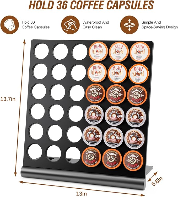 Coffee Pods Holder Compatible With K Cup. K Cup Organizer, K Cup Holder, Holds 36 Pods for coffee station, Offices, and Kitchens, K-Cup Pod Holders Display Rack for Countertop